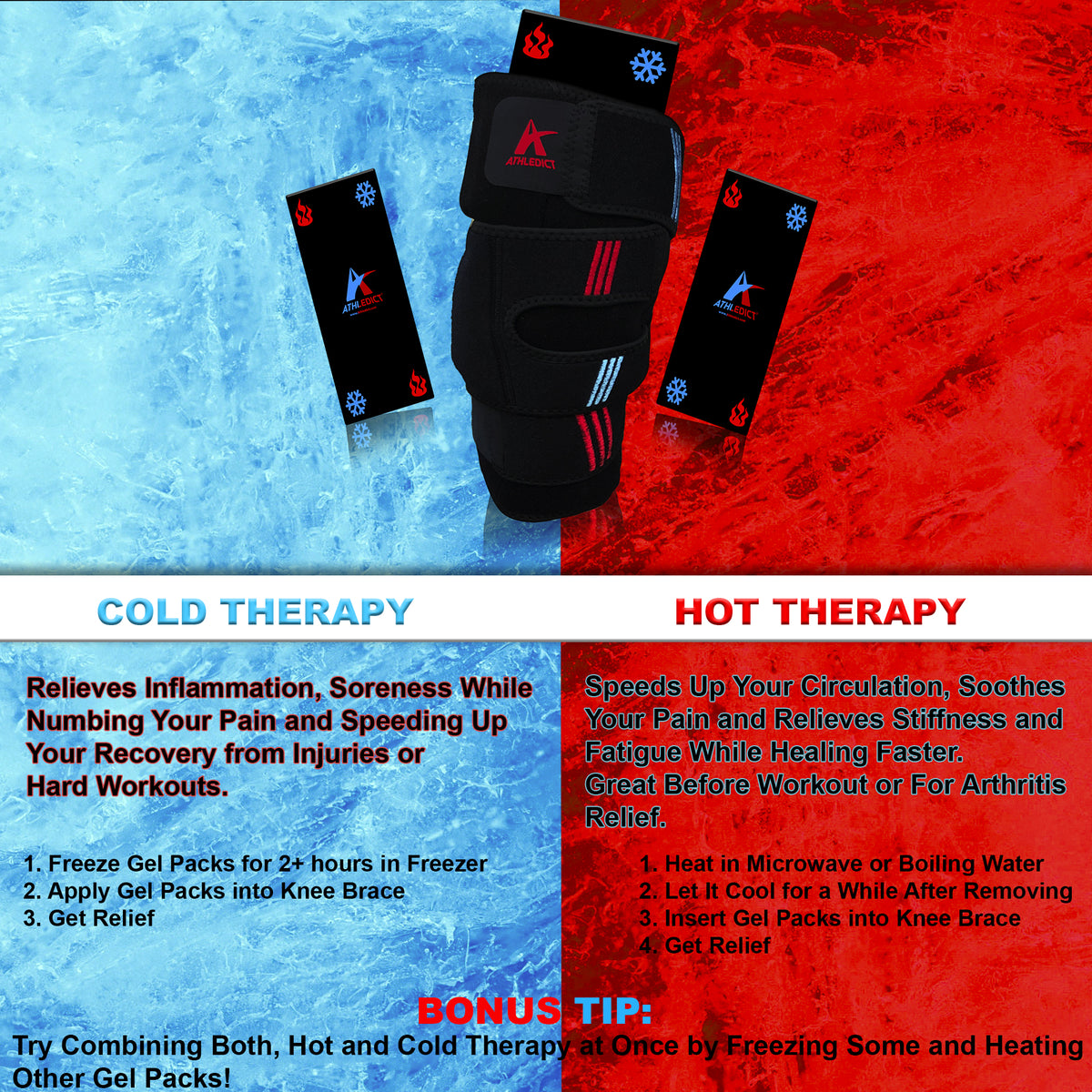 CryoBrace™ Hot & Cold Therapy Knee Compression Brace Athledict