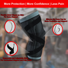 Knee Compression Sleeve with X-Strap 2.0 (Extra Support Added)
