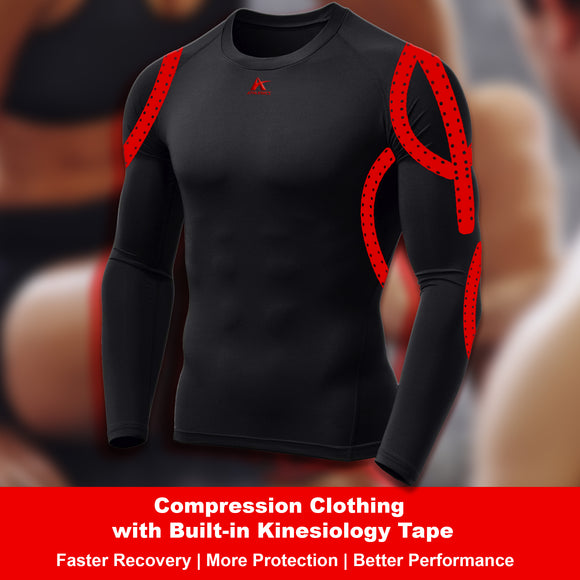 Compression Longsleeve Shirt with Built-in Kinesiology Tape - Performance and Protection